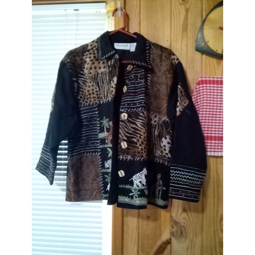 Courtwell Women's L Black Safari Cotton Blazer Jacket
